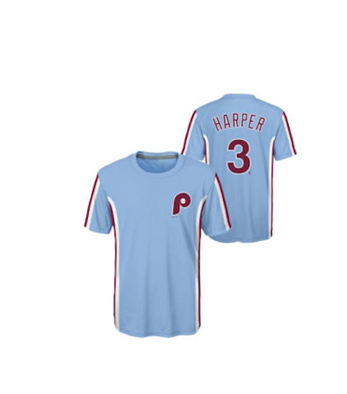 Philadelphia Phillies Bryce Harper Youth Powder Blue Player T-Shirt