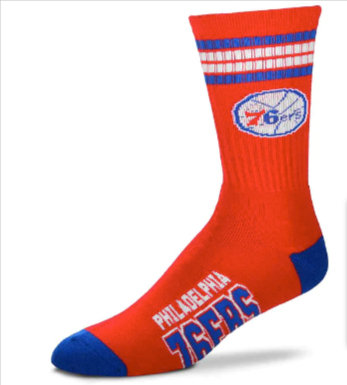 Philadelphia 76ers 4 Stripe Deuce Red Sock - Large