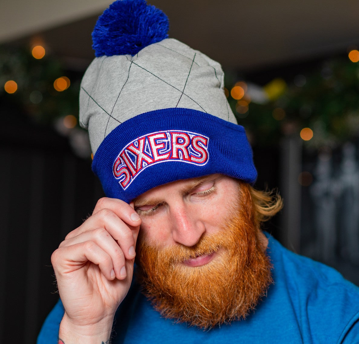 Philadelphia 76ers Quilted Pom Knit Hat