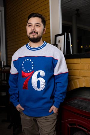 Philadelphia 76ers Satin Lock Bryson Crew Sweatshirt