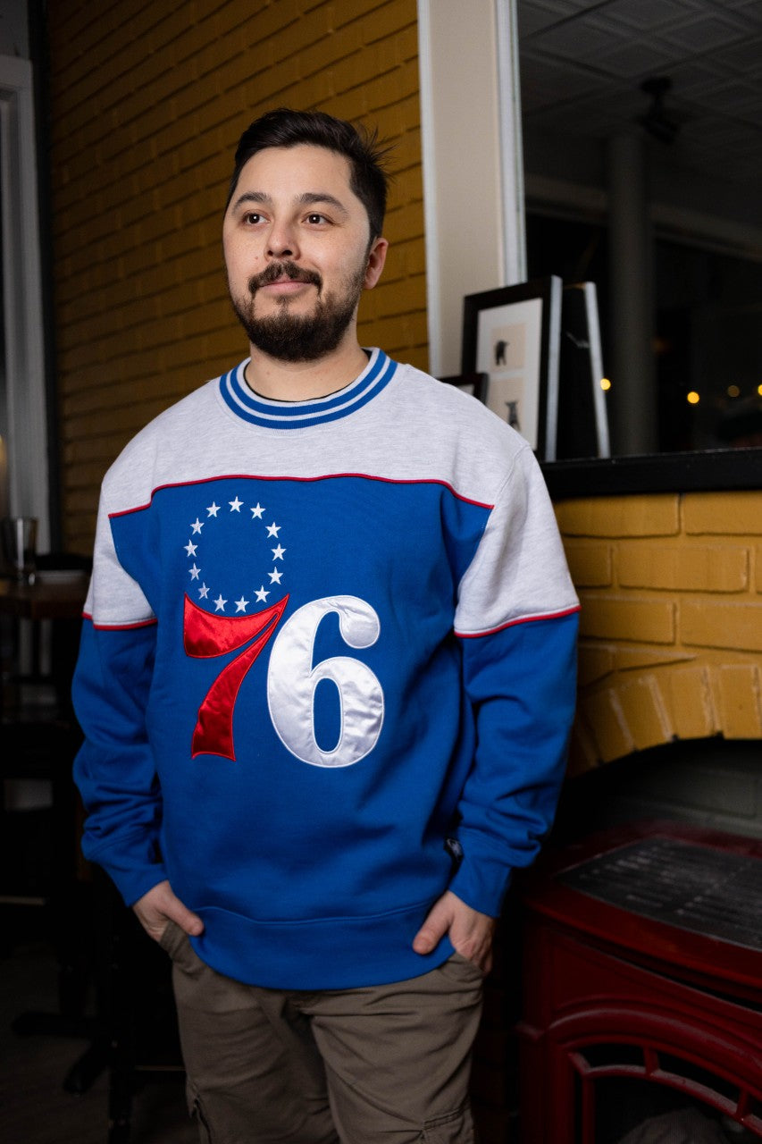 ☆彡 Philadelphia 76ers Satin Lock Bryson Crew Sweatshirt - Shibe