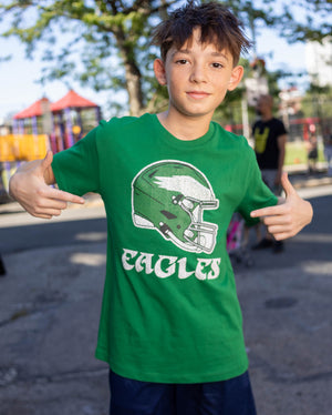 Philadelphia Eagles Throwback Helmet Kelly Green Youth T-shirt