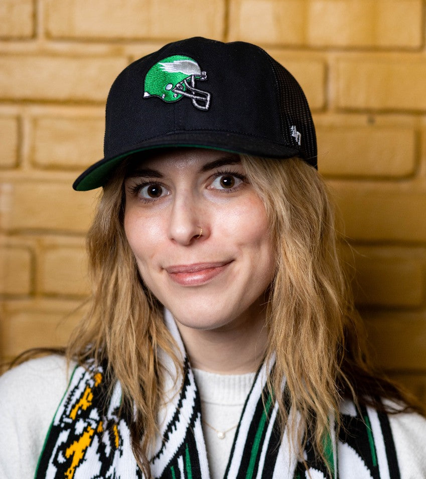 Philadelphia Eagles Historic Helmet Black Trucker Hat Shibe