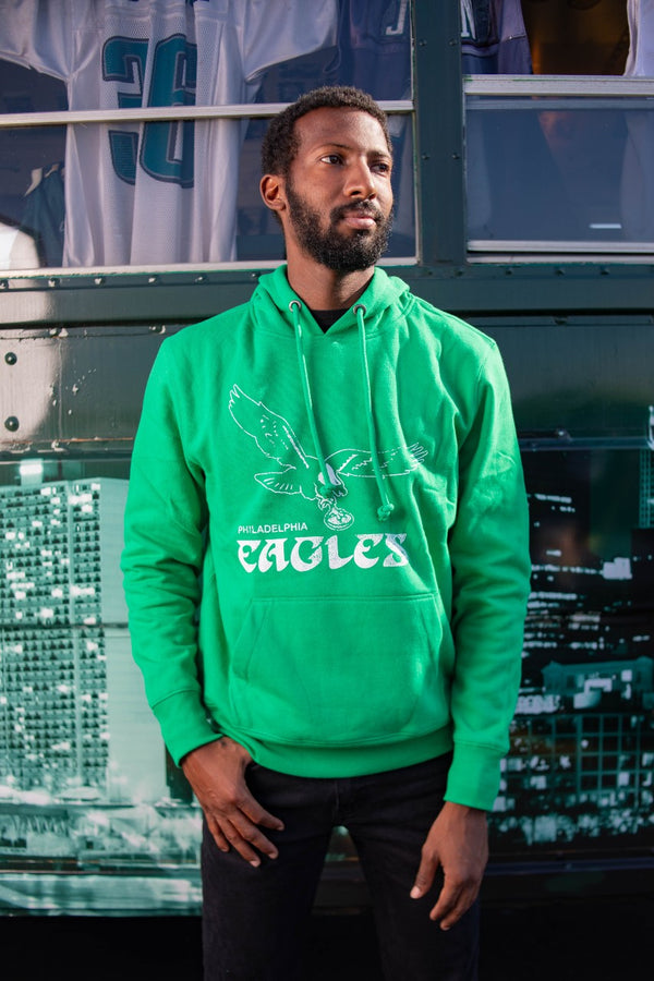 MENS factory Mitchell & Ness Philadelphia Eagles NFL Throwback Hoodie Kelly Green SMALL