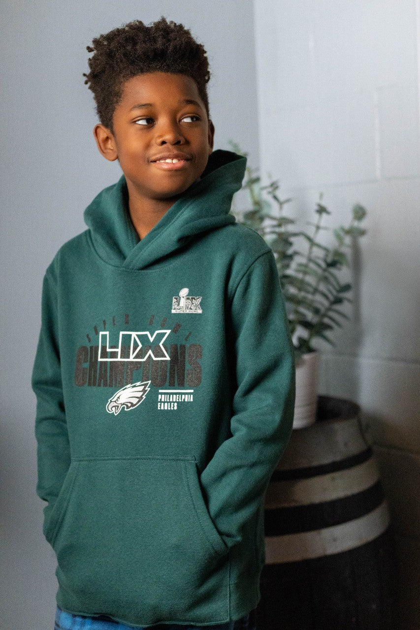 Philadelphia Eagles Youth Super Bowl LIX Champion Iconic Victory Hooded sweatshirt