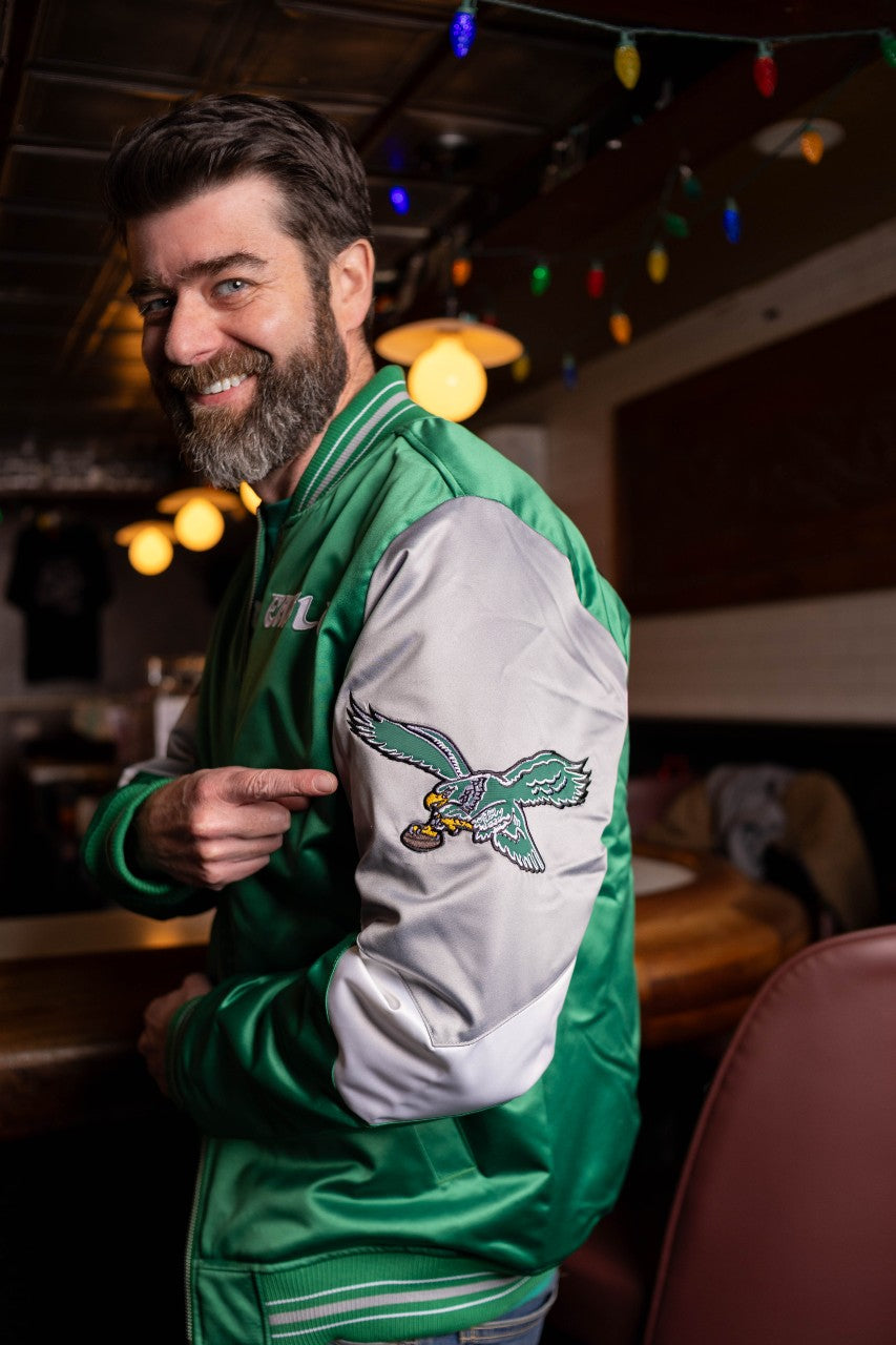 Philadelphia Eagles Heavyweight Kelly Green Satin Jacket
