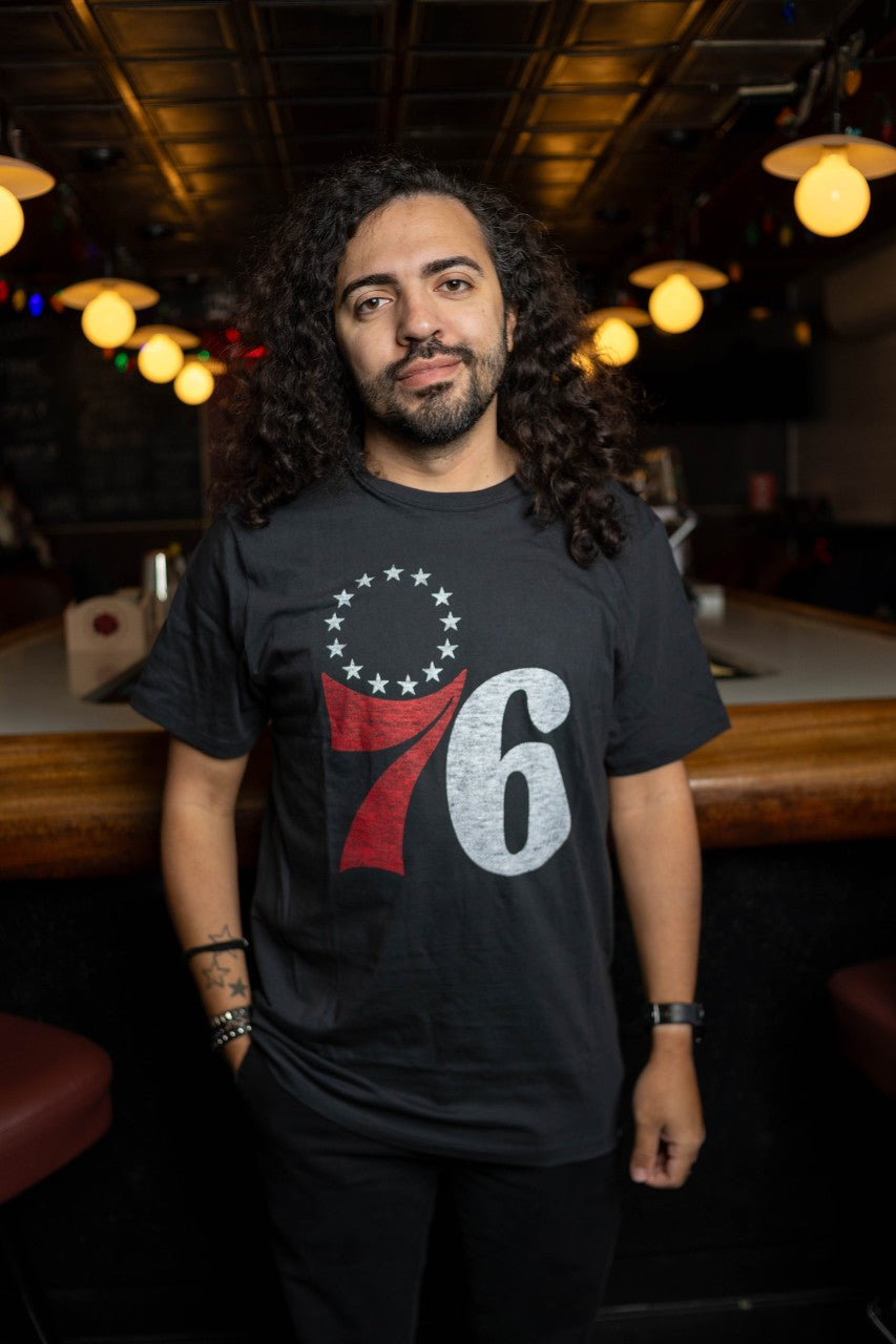 Philadelphia 76ers Flint Black Distressed Premier Franklin men's tee