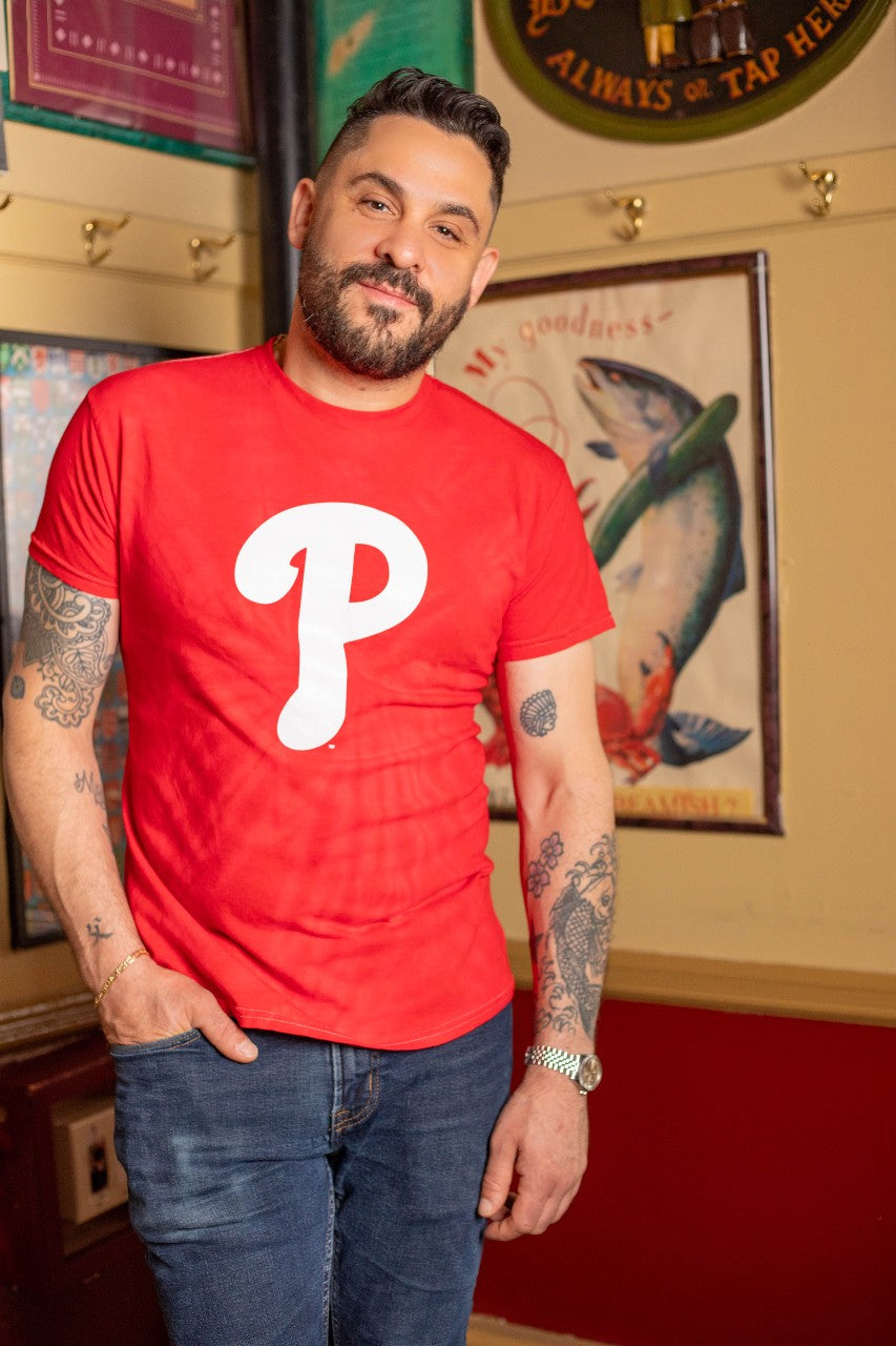 Philadelphia Phillies red tie-dye logo t-shirt