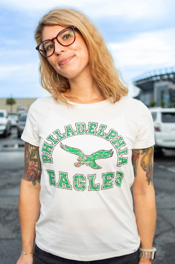 Philadelphia Eagles Womens Kelly Green Inserts LS Tee