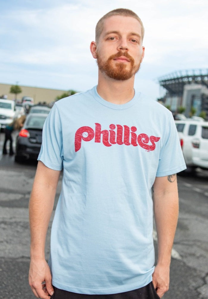 Stitches Philadelphia Phillies Youth Independence Hall Light Blue T-Shirt