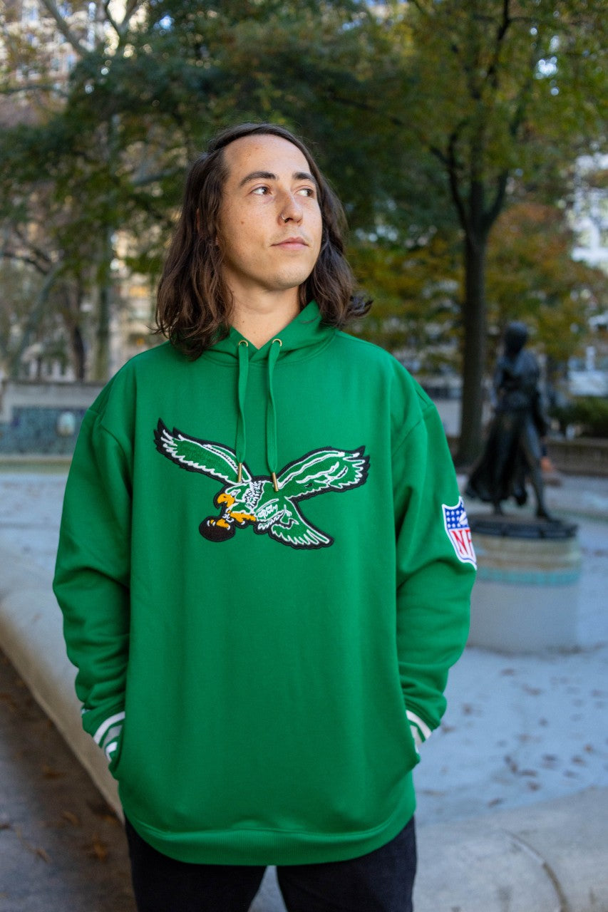 Philadelphia Eagles Chainstitch Fleece Kelly Green Hoodie