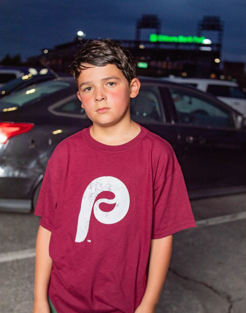 Philadelphia Phillies Youth throwback maroon t-shirt - Shibe Vintage Sports