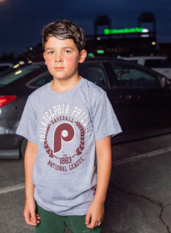 Philadelphia Phillies Youth throwback maroon t-shirt - Shibe