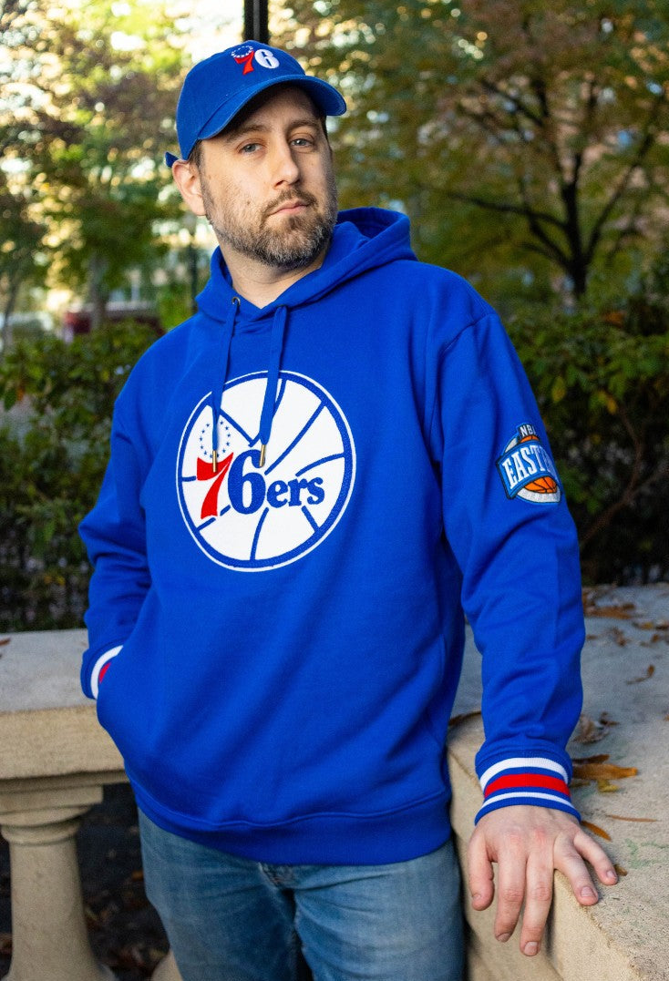 Philadelphia 76ers Chainstitch Fleece Blue Hoodie - Shibe Vintage
