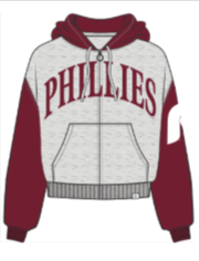 Philadelphia Phillies Cooperstown Relay Grey Ripley Color Block Full Zip -Womens