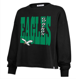 Philadelphia Eagles Historic Black Bold Stack Sydney Women's Long sleeve
