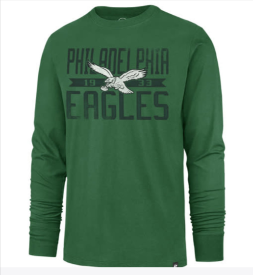 Philadelphia Eagles Historic Orchard Green Wide Out Franklin Long Sleeve tee
