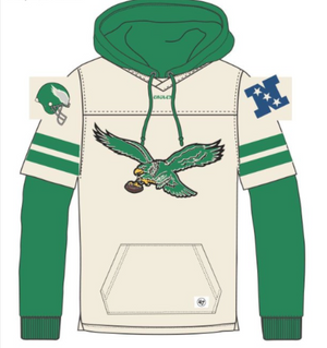 Philadelphia Eagles Historic Cream Split Zone II Lacer Hoodie