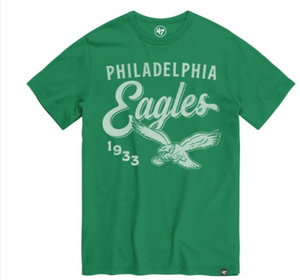 Philadelphia Eagles Historic Orchard Green Diaganol Script Premier Franklin tee