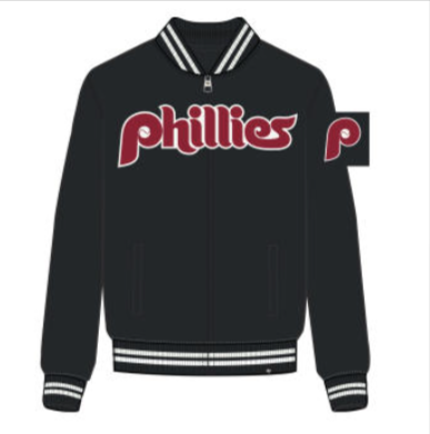 Philadelphia Phillies Cooperstown Flint Black Wax Pack Pro Camden Track Jacket