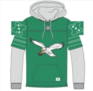 Philadelphia Eagles Historic Orchard Green Double Header Blitz Men's Hoodie