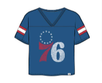 Philadelphia 76ers Jetty Blue Double Header Premier Scout Crop Women's Tee