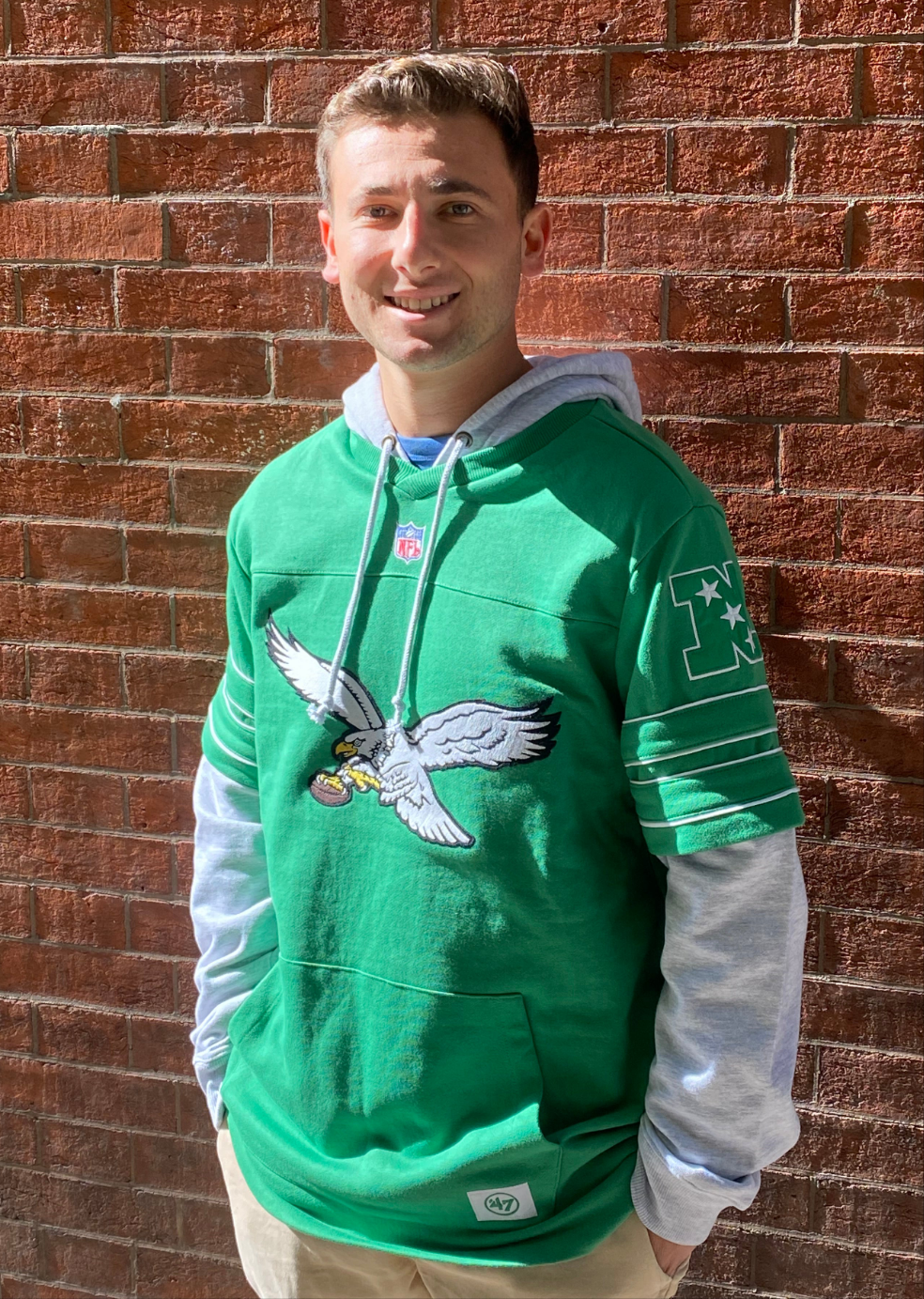 Philadelphia Eagles Historic Orchard Green Double Header Blitz Men's Hoodie