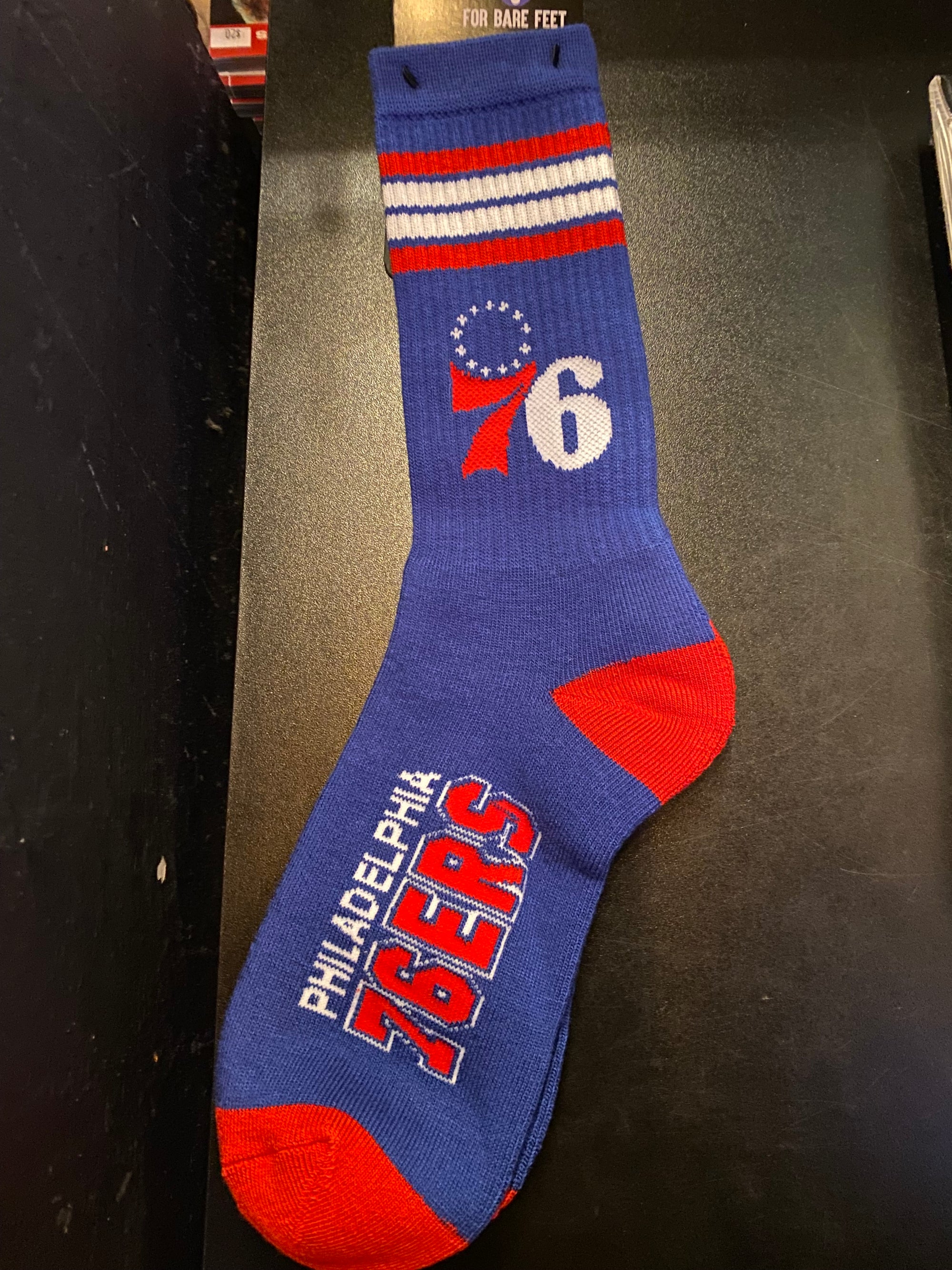 Philadelphia 76ers 4 Stripe Deuce Blue Sock - Large