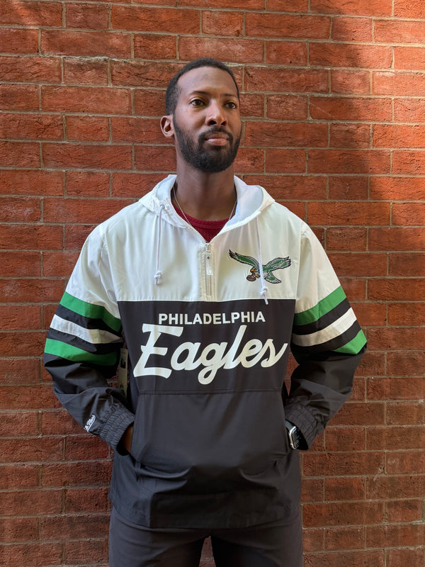 NFL EAGLES 3段ロゴプリントパーカー ×ヴィンテージ バイカラーベスト Philadelphia Eagles Head Coach Lightweight Windbreaker Anorak