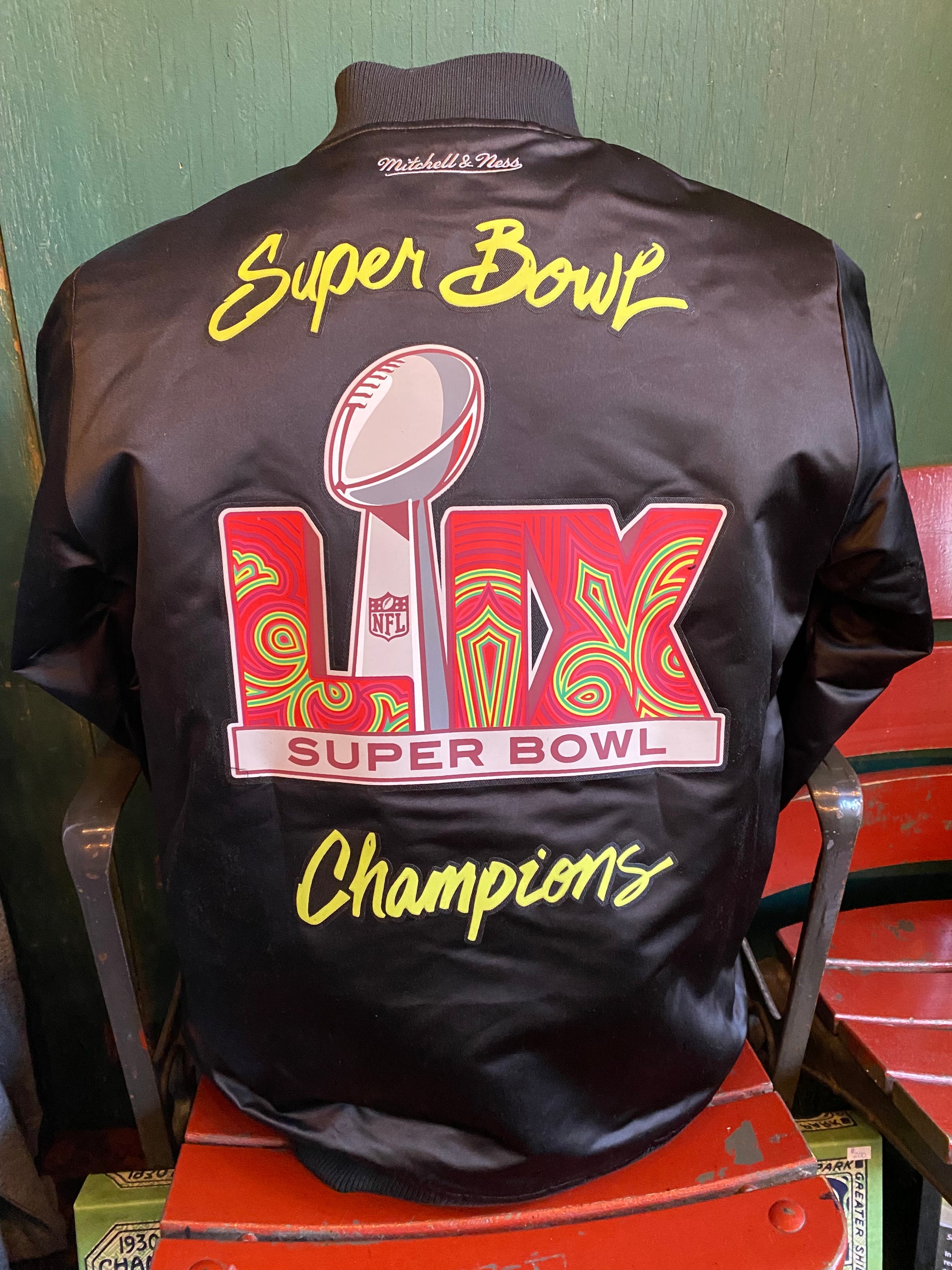 Philadelphia Eagles Super Bowl Champions LIX Red Logo Bomber Jacket