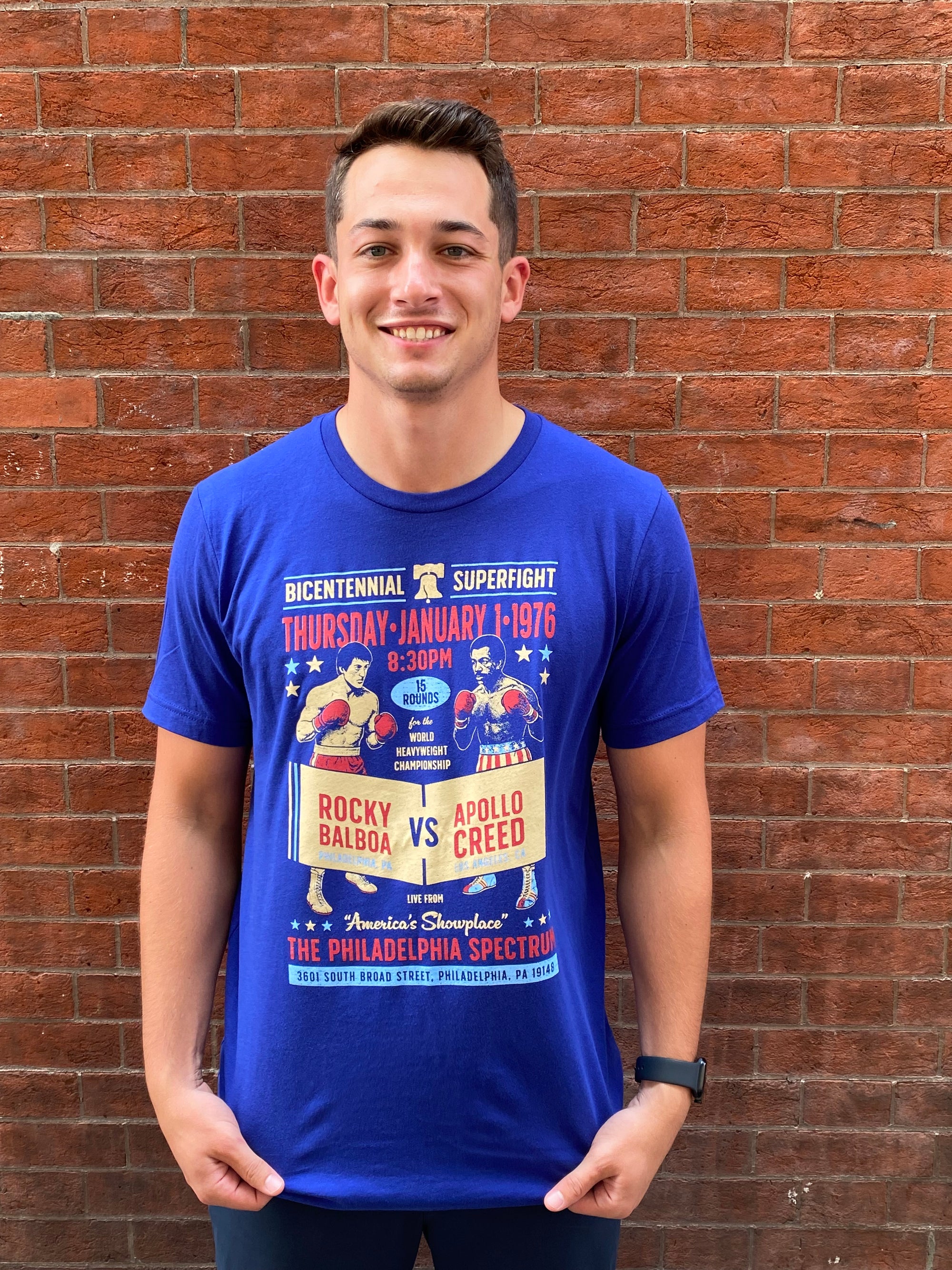 Rocky vs. Creed Fight Poster Blue t-shirt