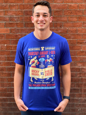 Rocky vs. Creed Fight Poster Blue t-shirt