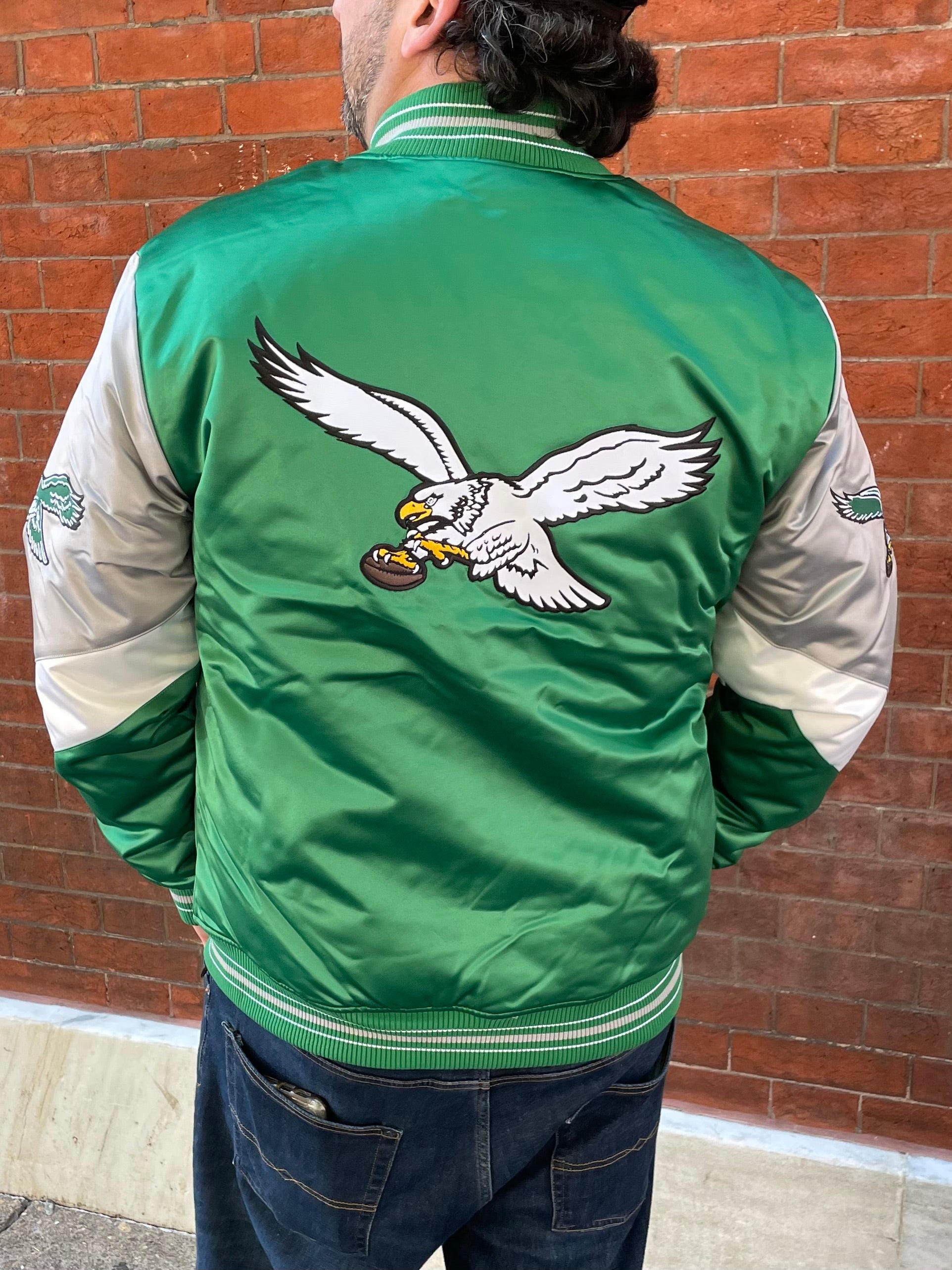 Philadelphia Eagles Heavyweight Kelly Green Satin Jacket