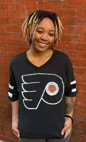 Philadelphia Flyers Flint Black Double Header Scout Women's Crop Tee