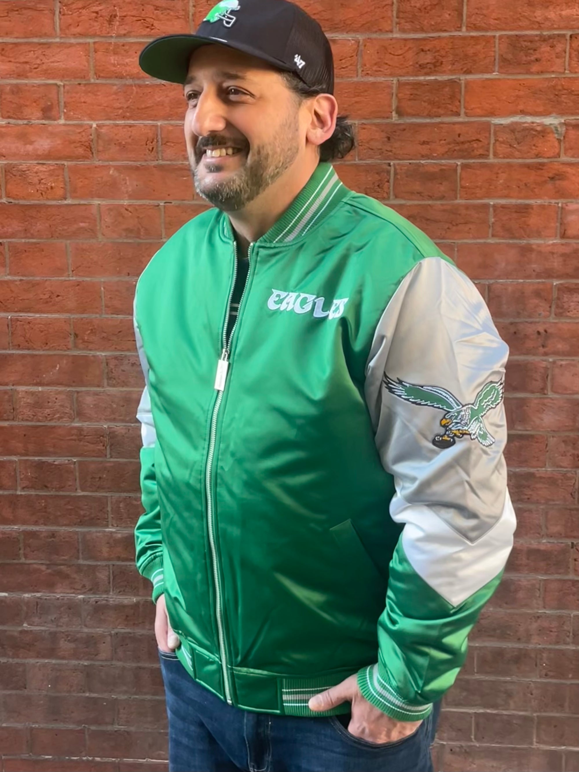 Philadelphia Eagles Heavyweight Kelly Green Satin Jacket