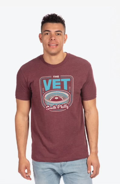 Veterans Stadium Philadelphia Baseball Maroon t-shirt