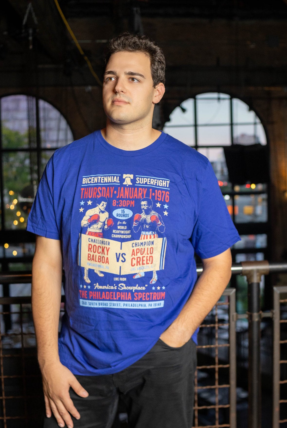 Rocky vs. Creed Fight Poster Blue t-shirt