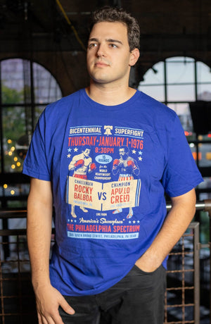 Rocky vs. Creed Fight Poster Blue t-shirt