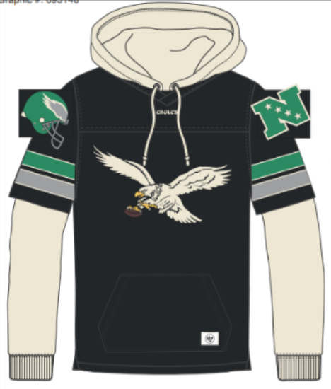 Philadelphia Eagles Historic Split Zone Duo Cornerback Lacer Hoodie