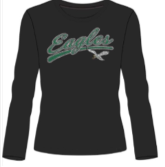 Philadelphia Eagles Historic Flint Black Believer Women's Long Sleeve