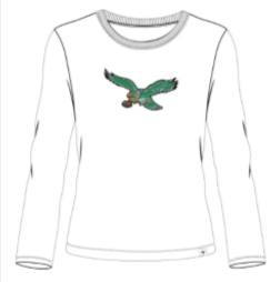 Philadelphia Eagles Historic White Wash Imprint Frankie Women's Long Sleeve tee