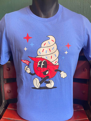 Ice Cream Helmet Polo Blue Tee Shirt