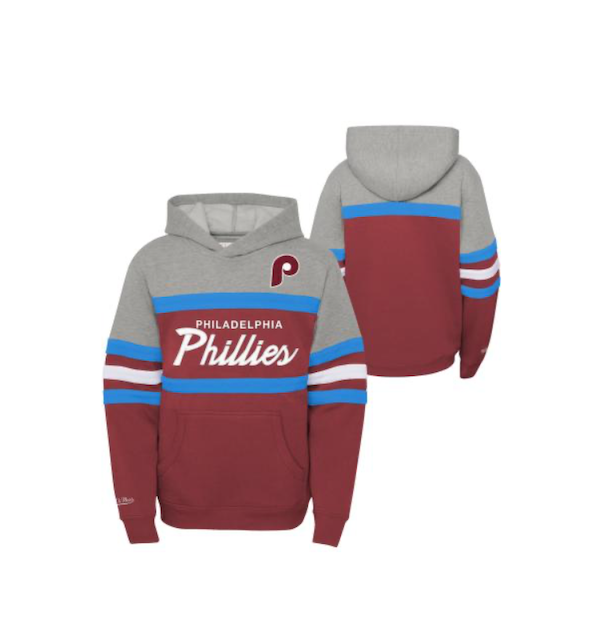 Philadelphia Phillies Throwback Grey Wordmark hooded sweatshirt - Shibe  Vintage Sports