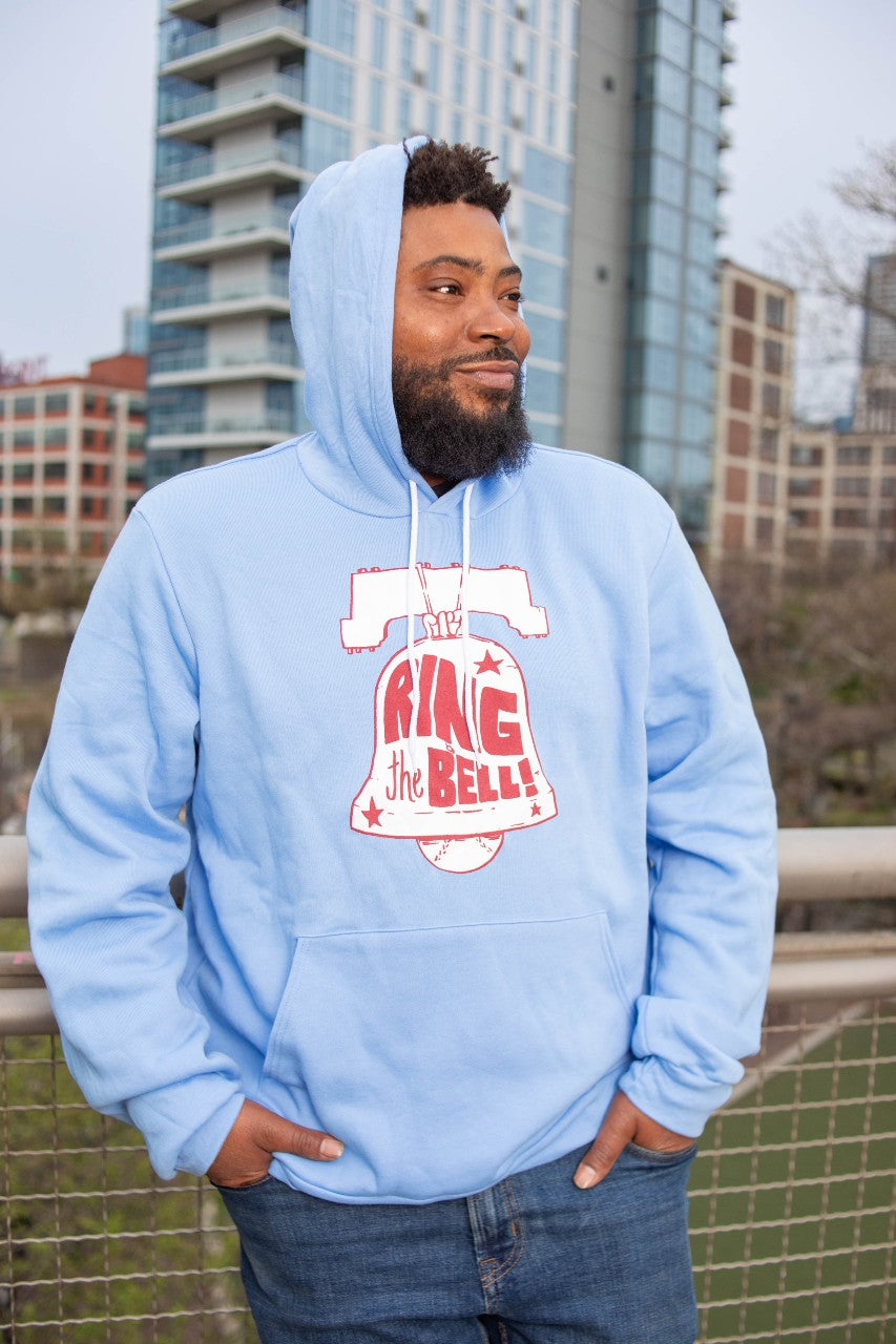 Ring The Bell Baseball Powder Blue hooded men's sweatshirt