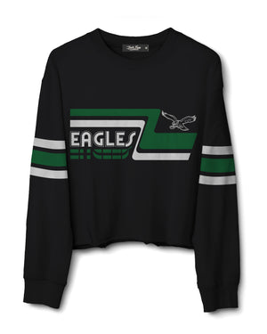 Philadelphia Eagles Women's Retro Black Crop Fleece