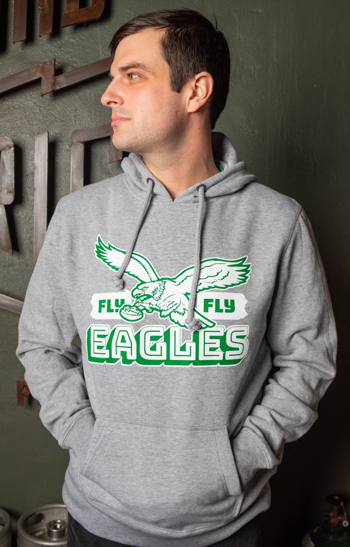 '47 Brand Philadelphia Eagles Fly Eagles Fly Slate Grey Hooded Sweatshirt