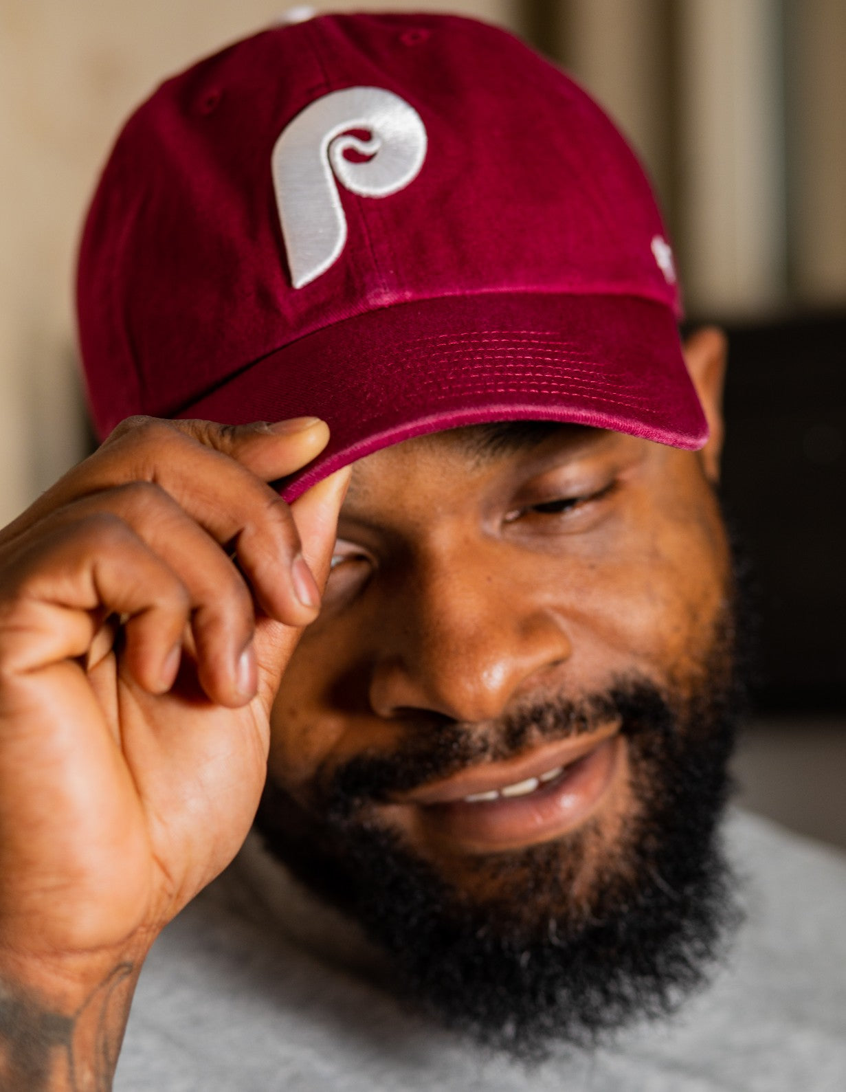 Philadelphia Phillies Maroon Clean Up cap with white top