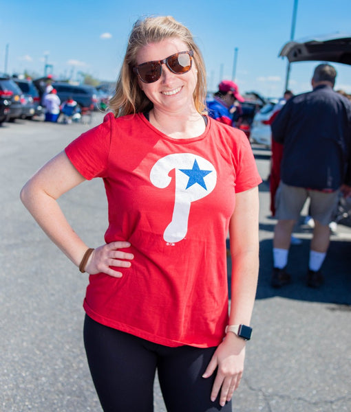 47 Brand Philadelphia Phillies 1997 Distressed Logo Racer Red Frankie Women’s Tee