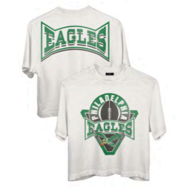 Women's Pro Standard Cream Philadelphia Eagles Retro Classic Boxy Cropped T- Shirt