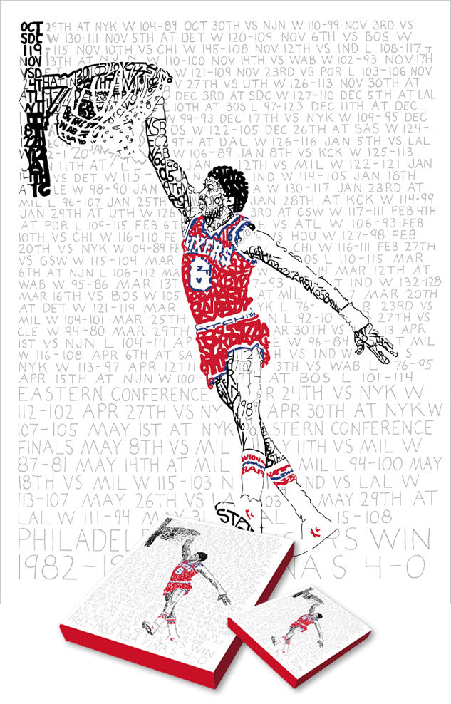 Philadelphia 76ers Dr. J Print by Philly Word Art